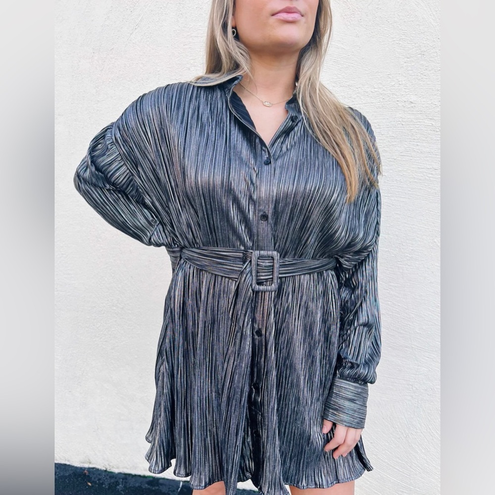 The Swank Company | Mitchell Pleated Shirt Dress